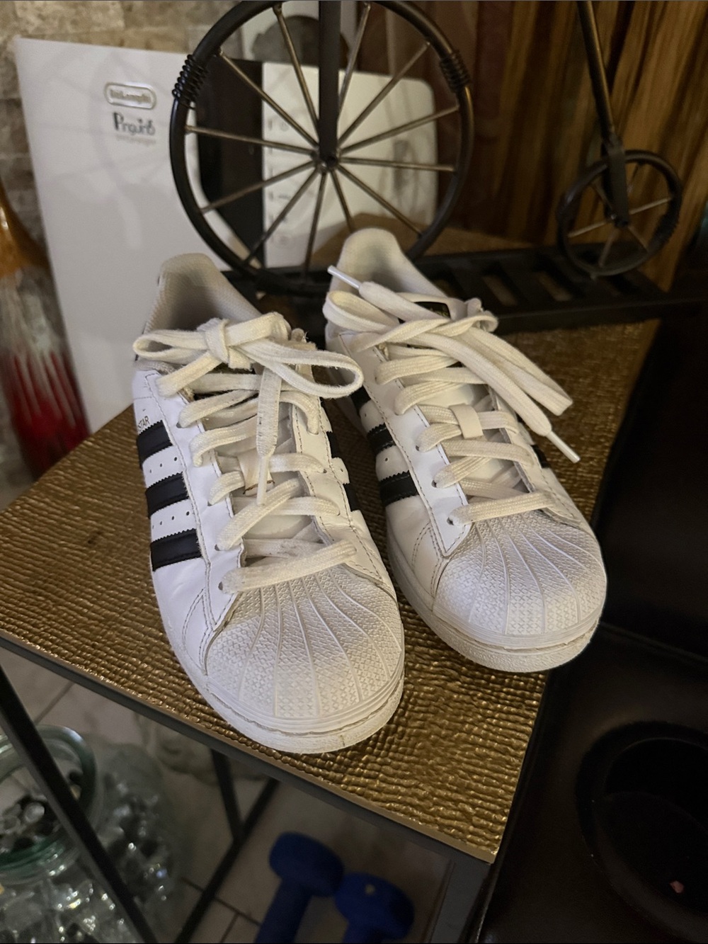 adidas Kids White & Black Classic Shell-Toe Sneakers